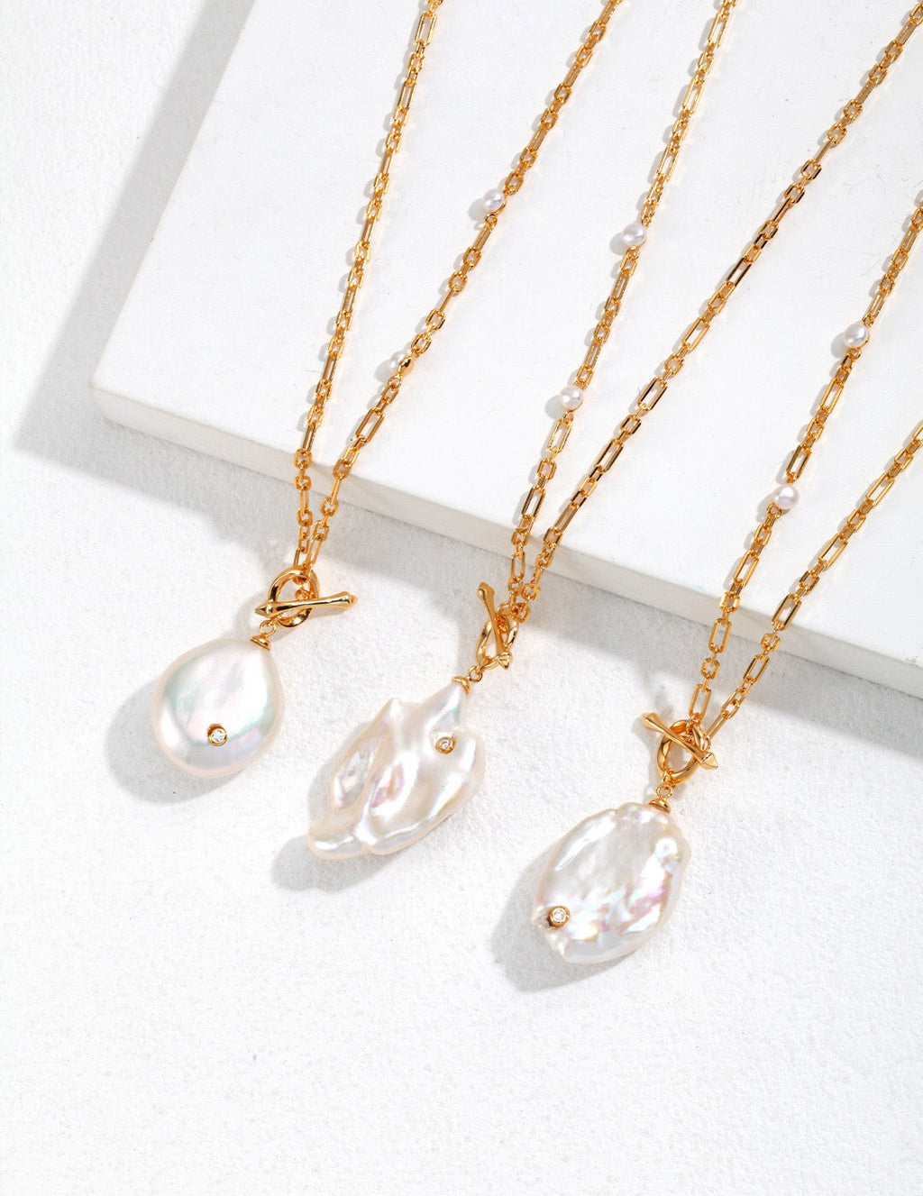 Unique Large Baroque Pearl Pendant with Gold Chain Necklace