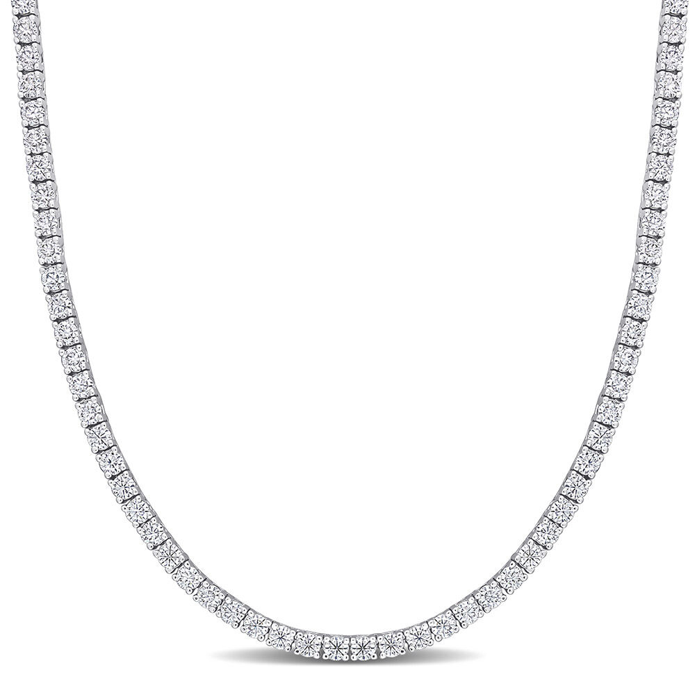 12.5 ct. DEW Created Brilliant Sapphire Tennis Necklace - 14K Gold Overlay-0