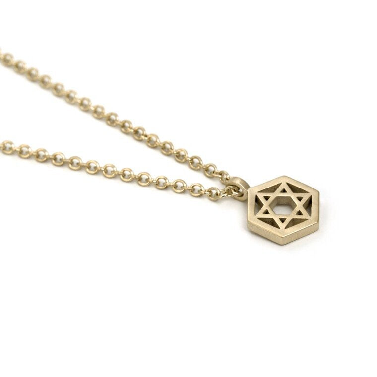 18K Gold Dipped Geometric Star of David Necklace-4