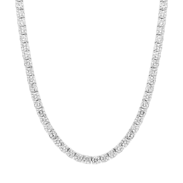 3.00 MM 14K Solid Gold Prong Setting Tennis Necklace 14.00 Ctw - 18.00 Ctw-3
