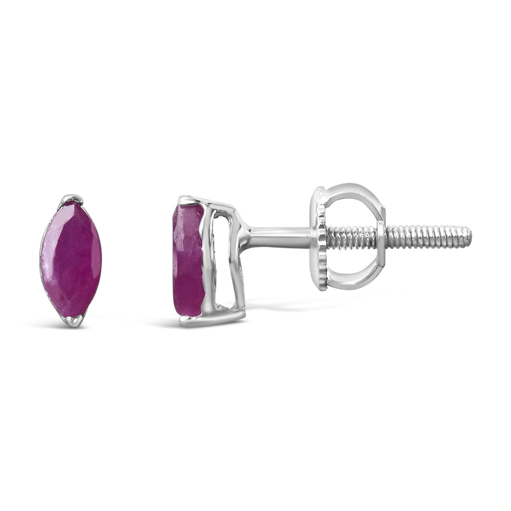 .925 Sterling Silver 1/2 Cttw Created Pink Ruby Gemstone Solitaire Stud Earrings-2