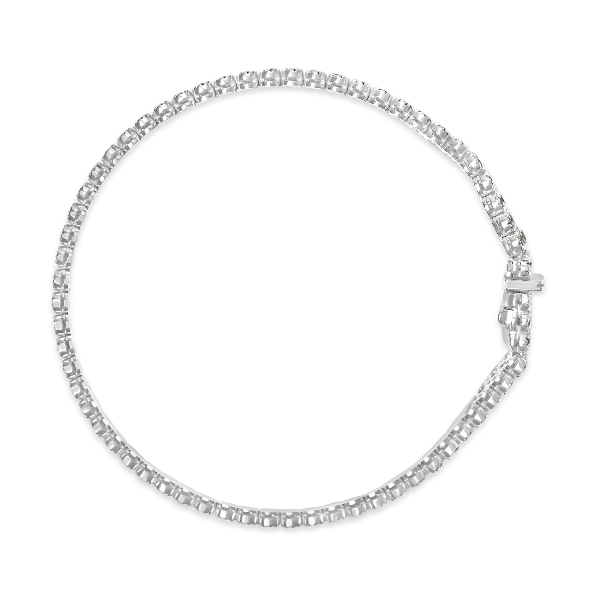 18K White Gold 5.00 Cttw Natural Diamond 3 Row Link Tennis Bracelet (G-H Color, VS1-VS2 Clarity) - 7.25" Inches-2