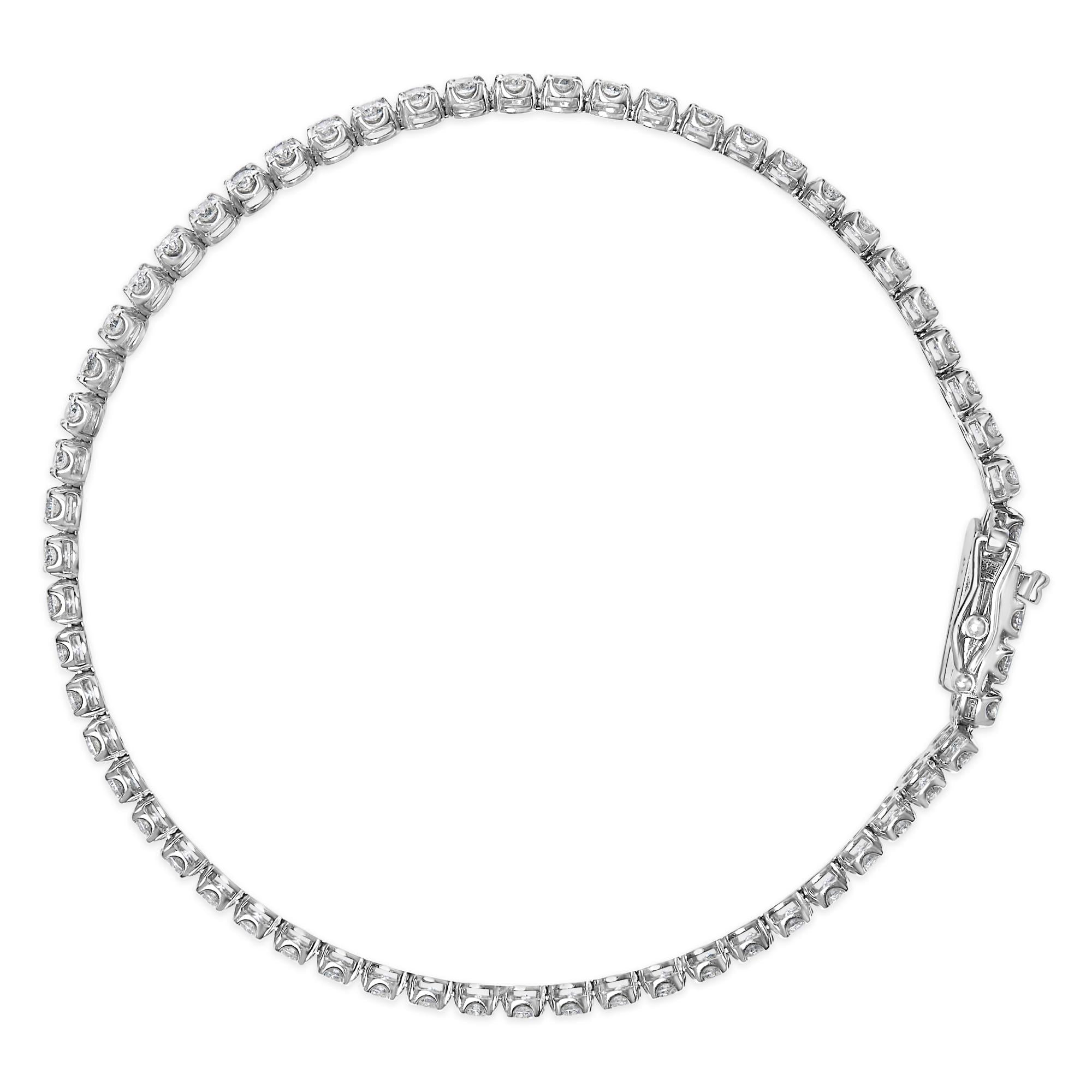 18K White Gold 5 3/5 Cttw Natural Diamond Double Row Link Tennis Bracelet (G-H Color, VS1-VS2 Clarity) - 7" Inches-2