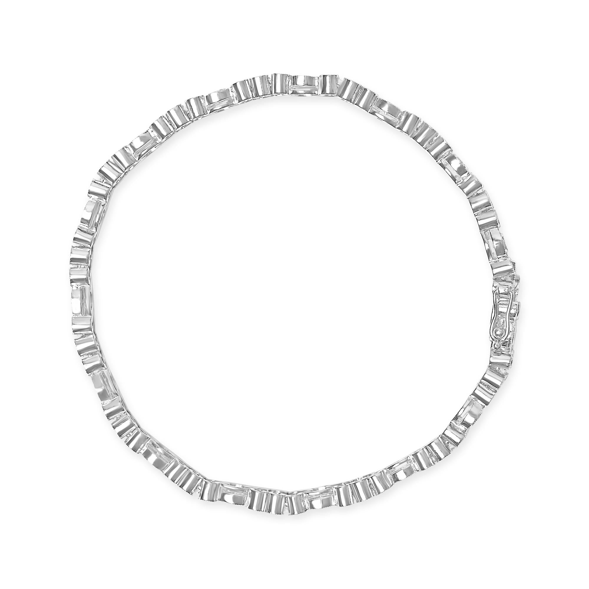 18K White Gold 3 3/4 Cttw Baguette and Round Diamond Art Deco Vintage-Inspired Link Bracelet (G-H Color, VS1-VS2 Clarity) - 7"-2