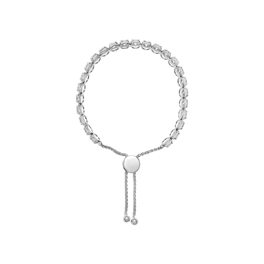 14K White Gold 6.00 Cttw Diamond 4”-10” Adjustable Bolo Tennis Bracelet (I-J Color, I1-I2 Clarity)-2