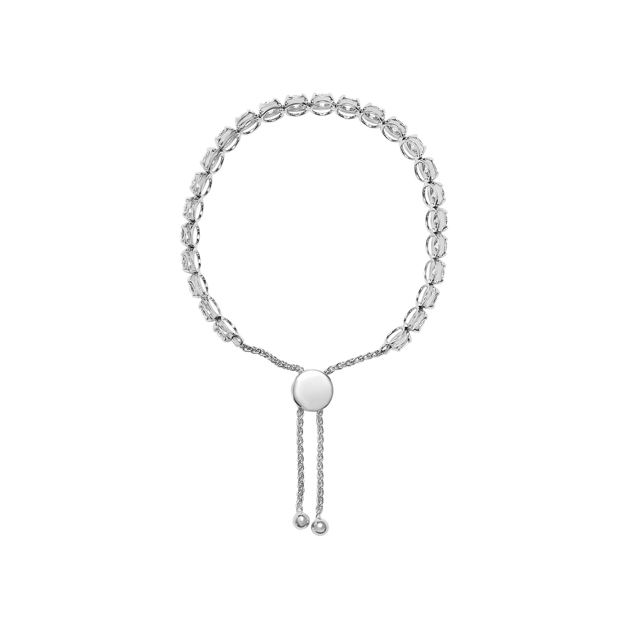 14K White Gold 6.00 Cttw Diamond 4”-10” Adjustable Bolo Tennis Bracelet (I-J Color, I1-I2 Clarity)-2