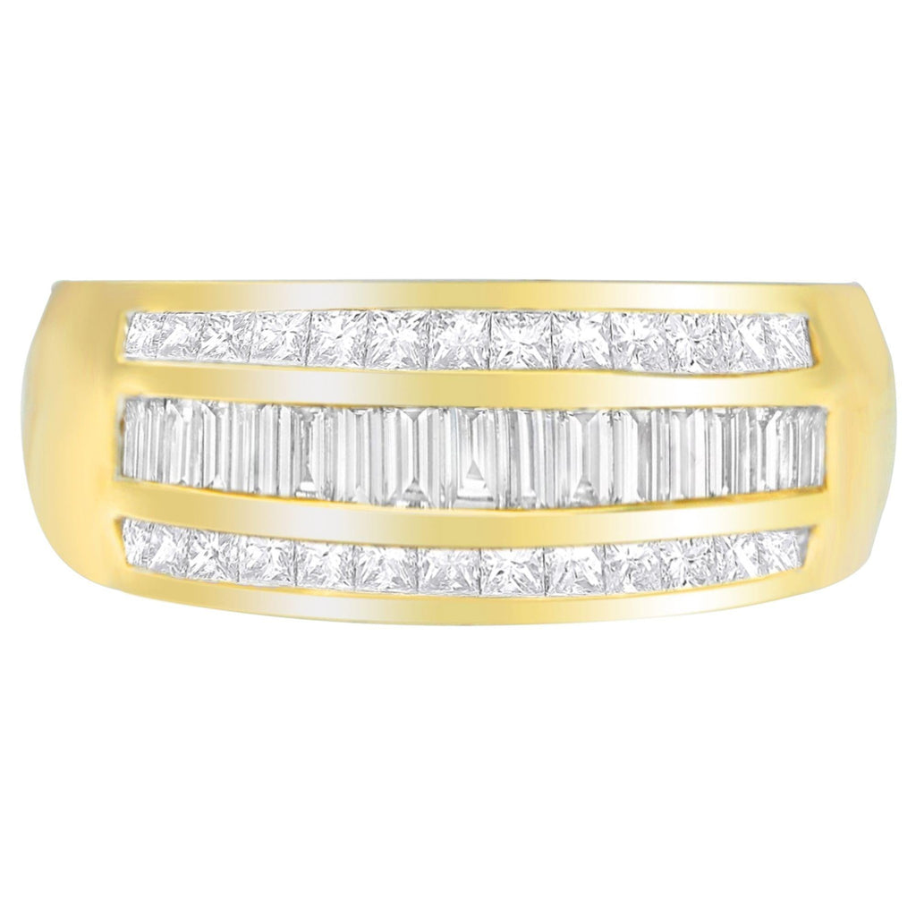 14K Yellow Gold 1ct. TDW Princess and Baguette-Cut Diamond Ring(H-I, SI1-SI2)-2