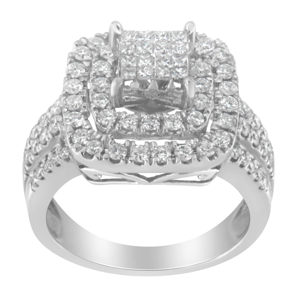 14KT White Gold Diamond Cocktail Ring (1 1/2 cttw, H-I Color, SI2-I1 Clarity)-2