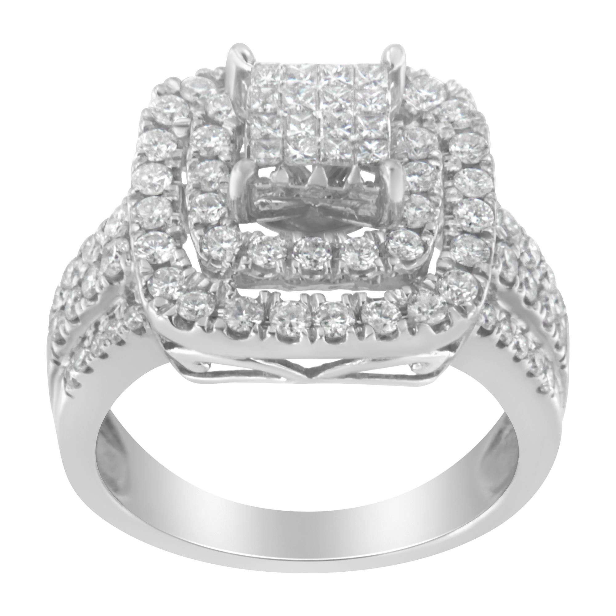 14KT White Gold Diamond Cocktail Ring (1 1/2 cttw, H-I Color, SI2-I1 Clarity)-2
