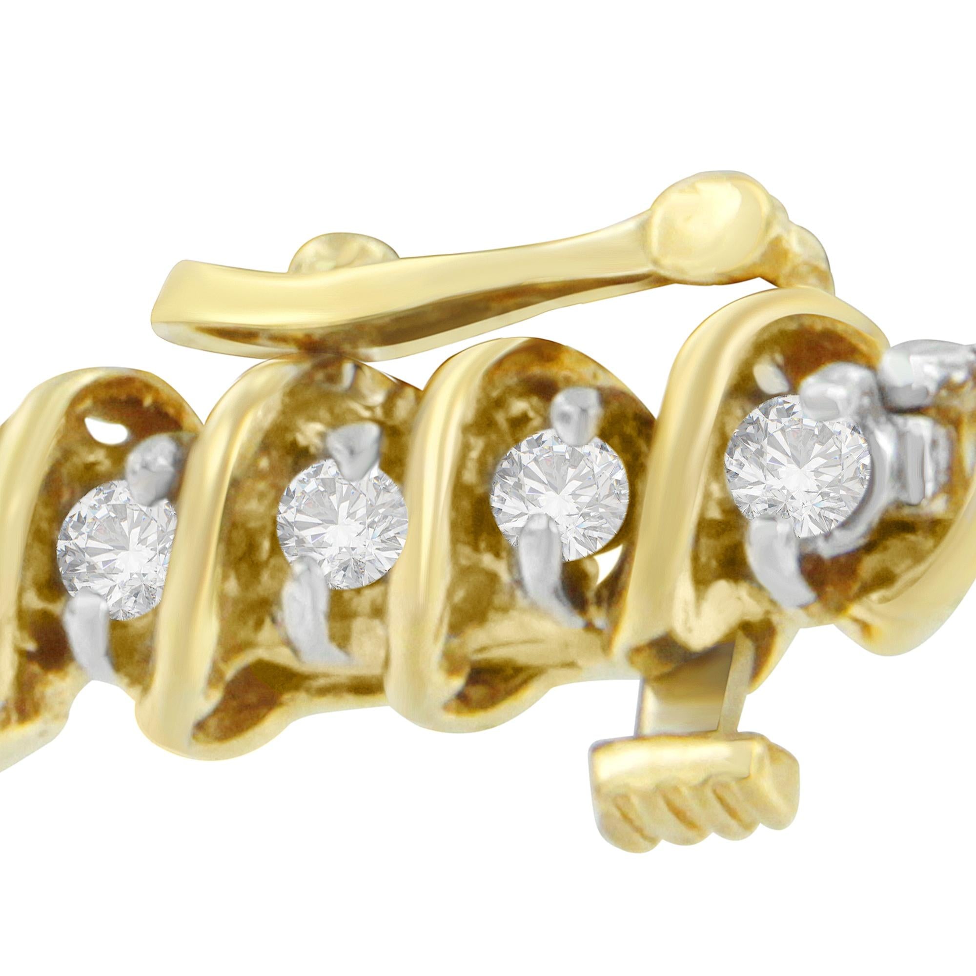 18K Yellow Gold Round Cut Diamond Spiral Link Bracelet (2.00 cttw, I-J Color, I1-I2 Clarity)-2