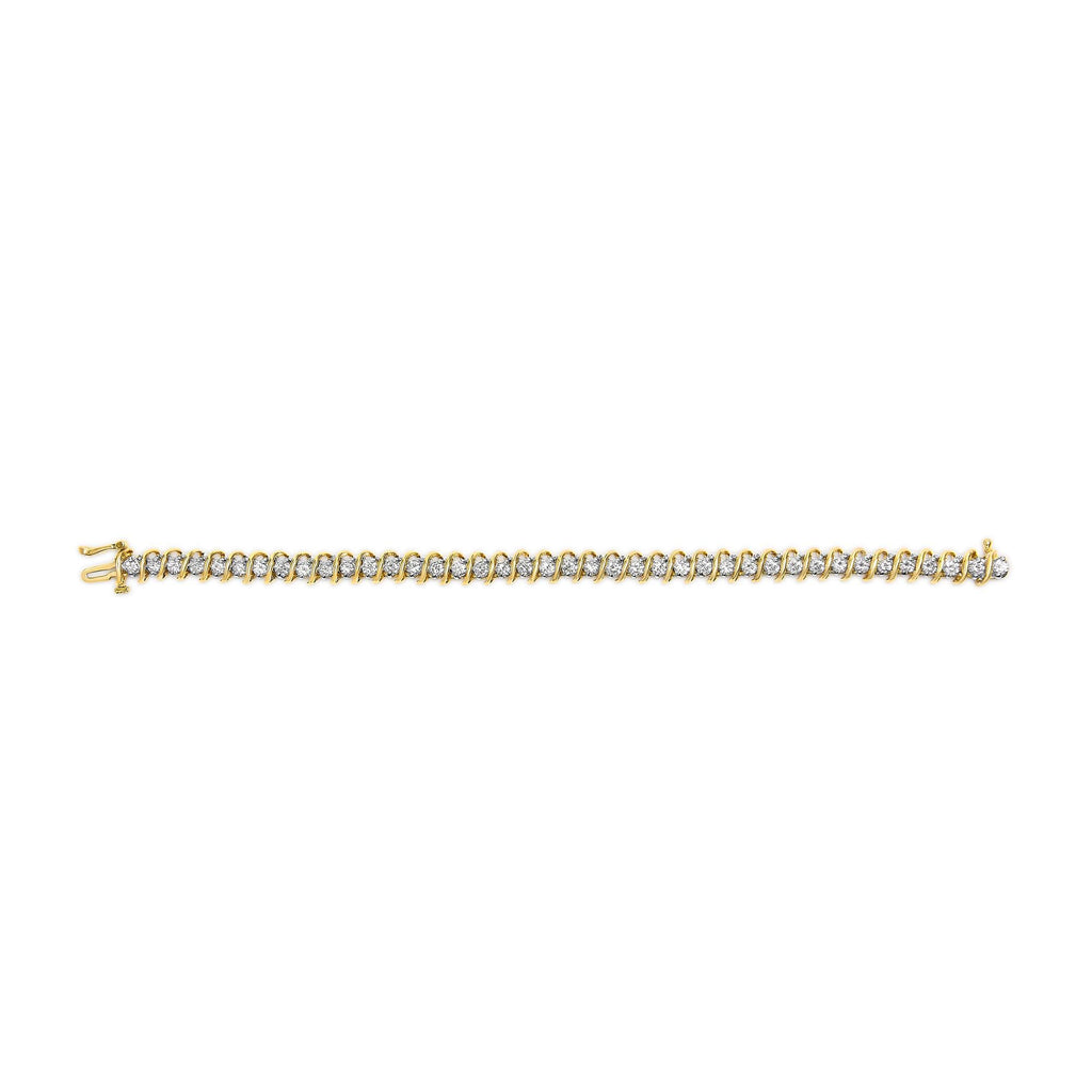 18K Yellow Gold 4.0 Cttw Round-Cut Diamond S-Link 7" Inch Tennis Bracelet (I-J Color, SI1-SI2 Clarity)-2