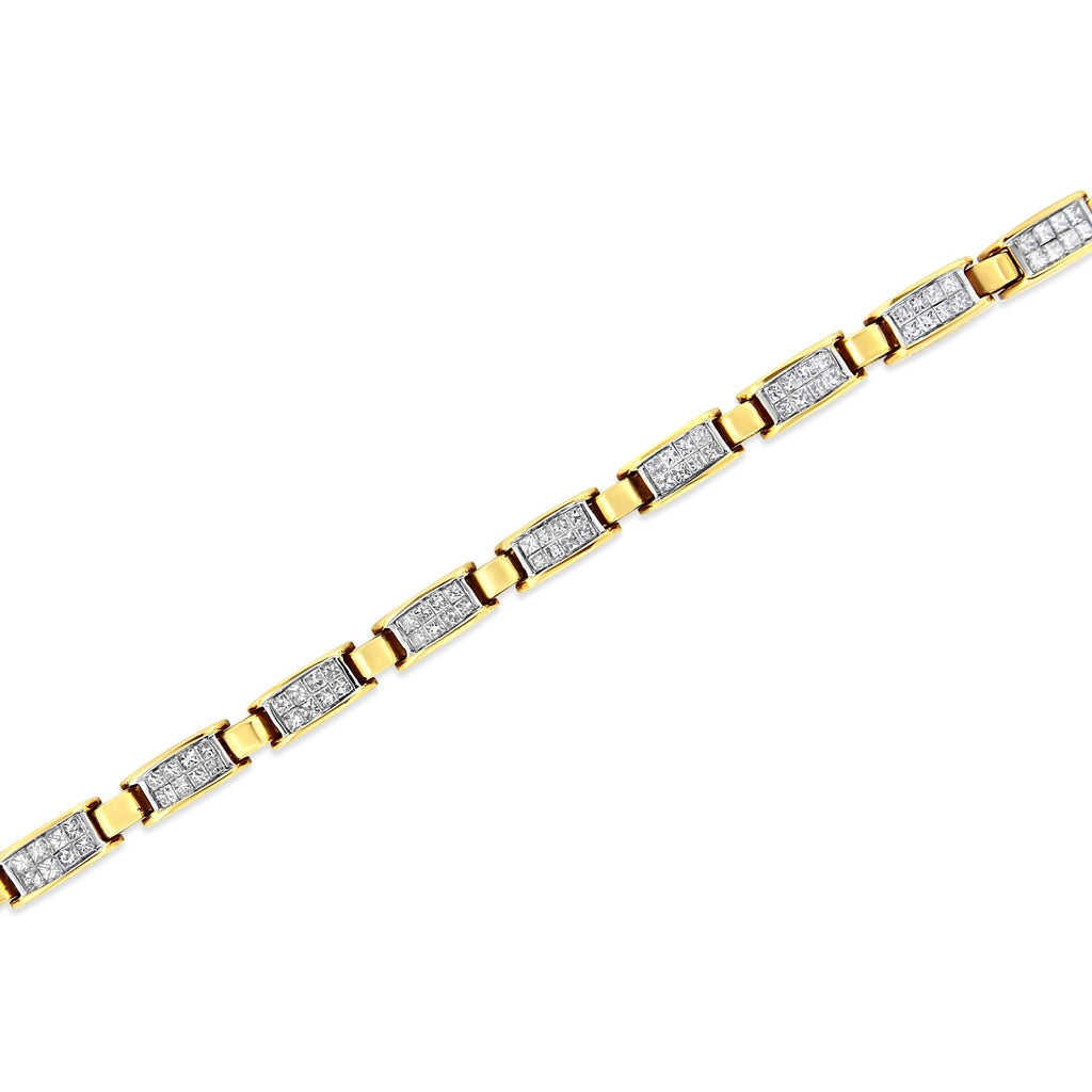 14K Yellow Gold 2 1/2 Cttw Princess-Cut Diamond Link Tennis Bracelet (H-I Color, SI2-I1 Clarity) - 7.25"-2