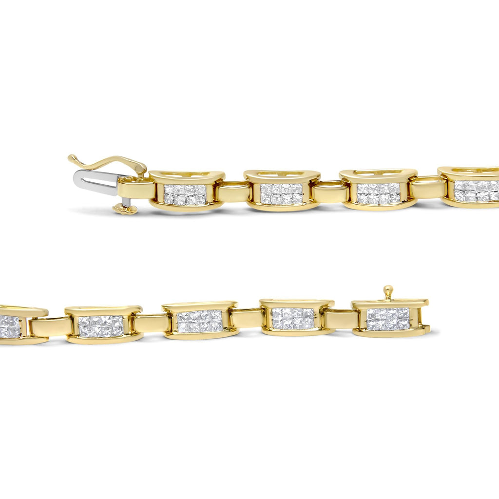 14K Yellow Gold Princess-Cut Diamond Links of Love Bracelet (2.00 cttw, H-I Color, SI2-I1 Clarity)-2