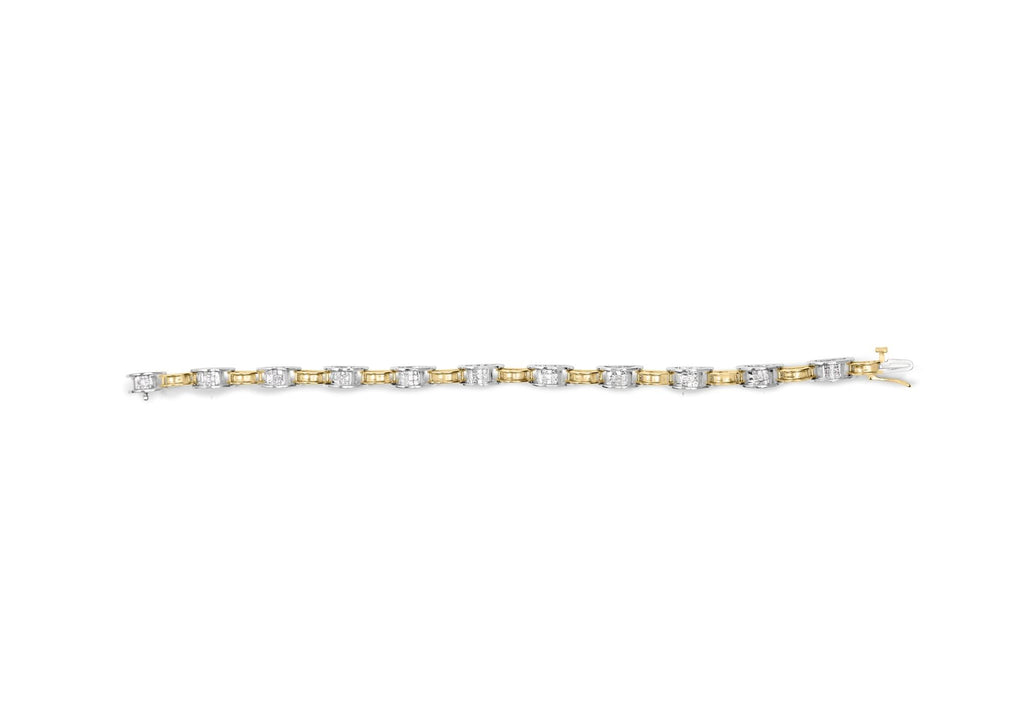 14K Two-Tone Gold 1.00 Cttw Princess-Cut Diamond Chain Link 7" Bracelet (H-I Color, SI1-SI2 Clarity)-2