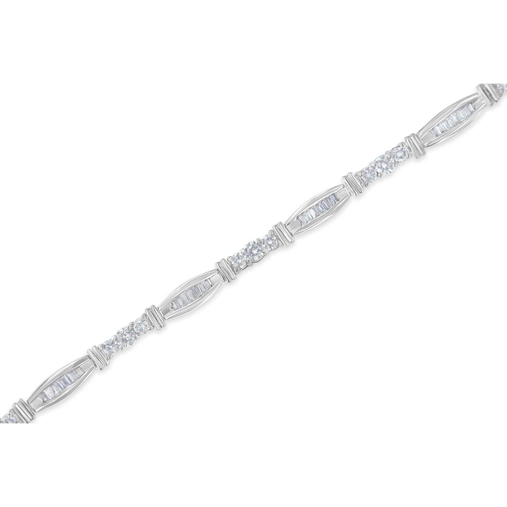 10K White Gold Geometric Pattern Diamond Tennis Bracelet (3 cttw, H-I Color, SI2-I1 Clarity)-2