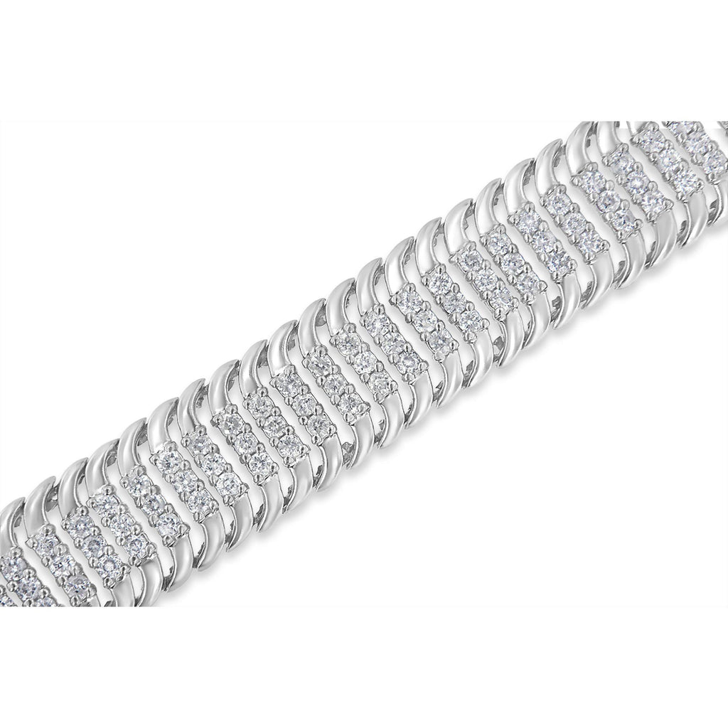 14K White Gold 5.0 Cttw Round Brilliant Cut Diamond 7" S Wave Serpentine Tennis Bracelet (H-I Color, I1-I2 Clarity)-2