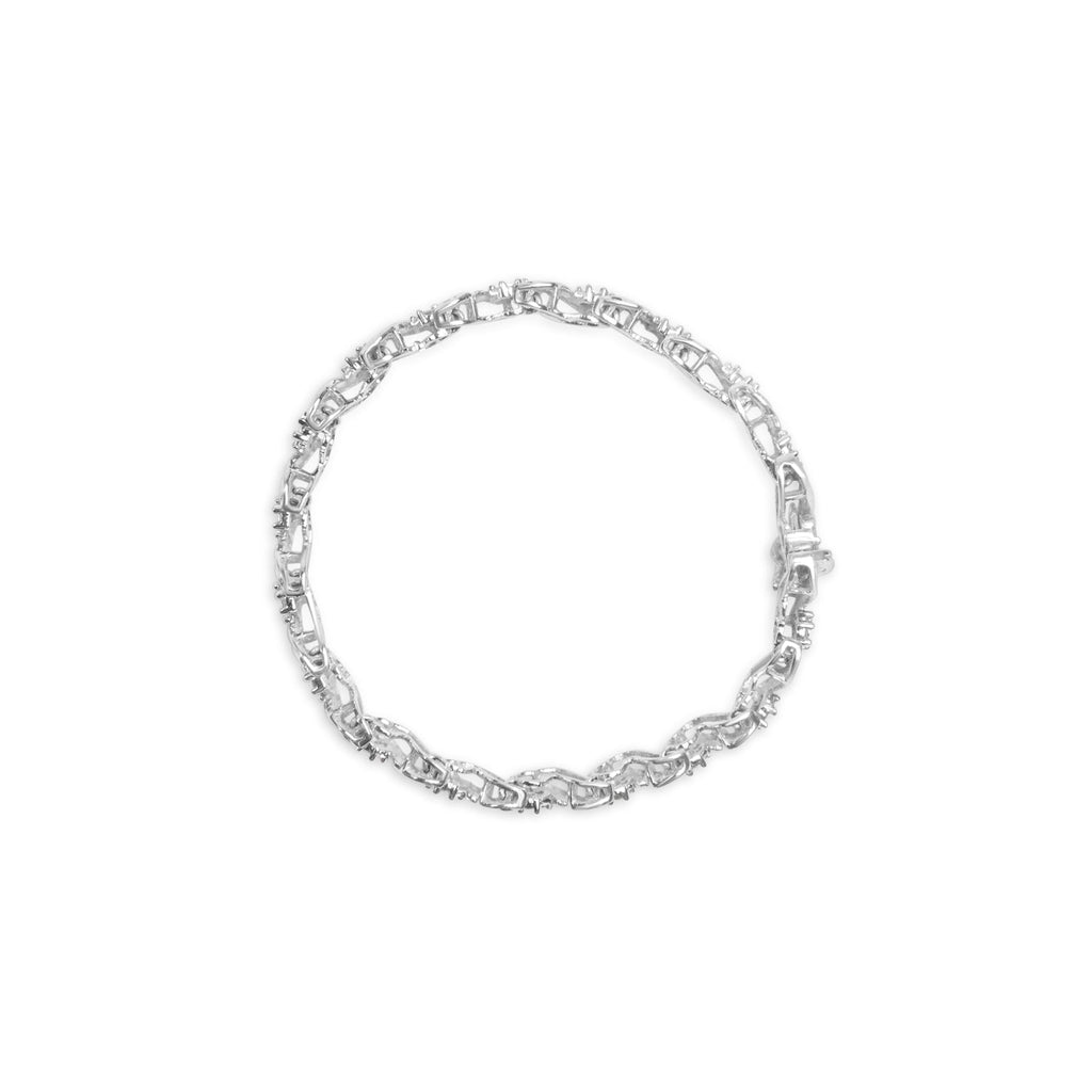 14K White Gold 2.00 Cttw Diamond Cluster and Spiral Link Bracelet (I-J Color, I1-I2 Clarity) - 7"-2