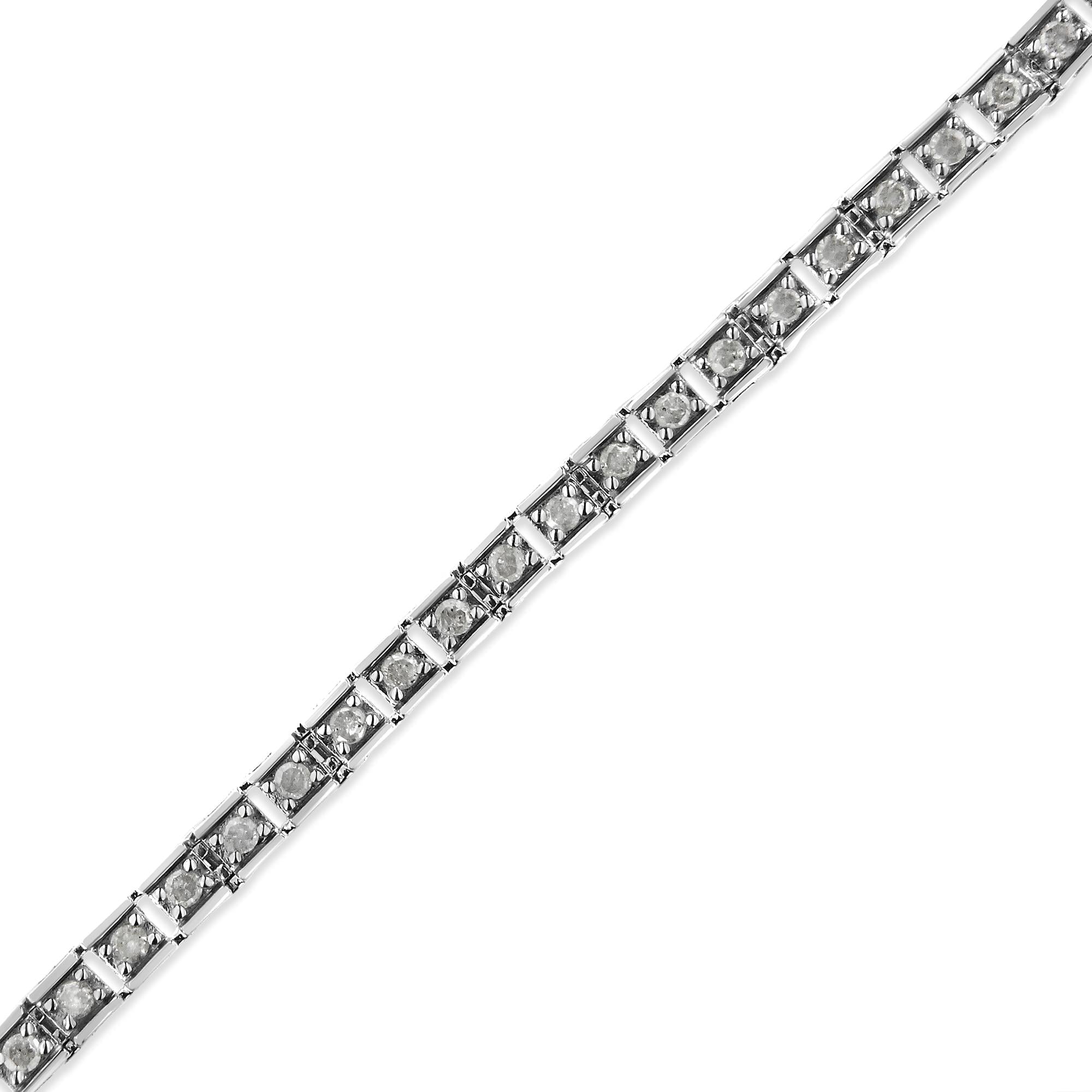 .925 Sterling Silver 1.0 Cttw Diamond Square Hybrid Link 7" Tennis Bracelet (I-J Color, I2-I3 Clarity)-2