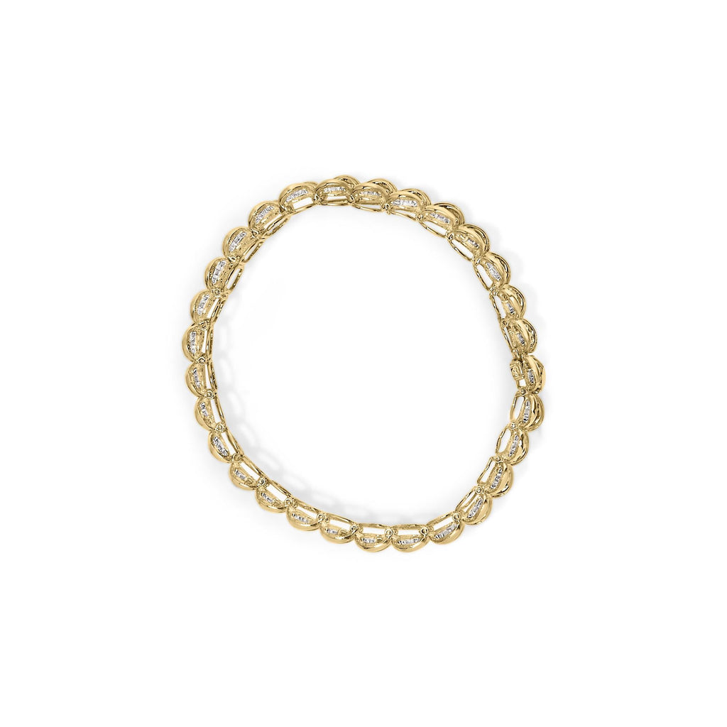 10K Yellow Gold 4.00 Cttw Pave Diamond Classic Link 7" Bracelet (I-J Color, I2-I3 Clarity)-2
