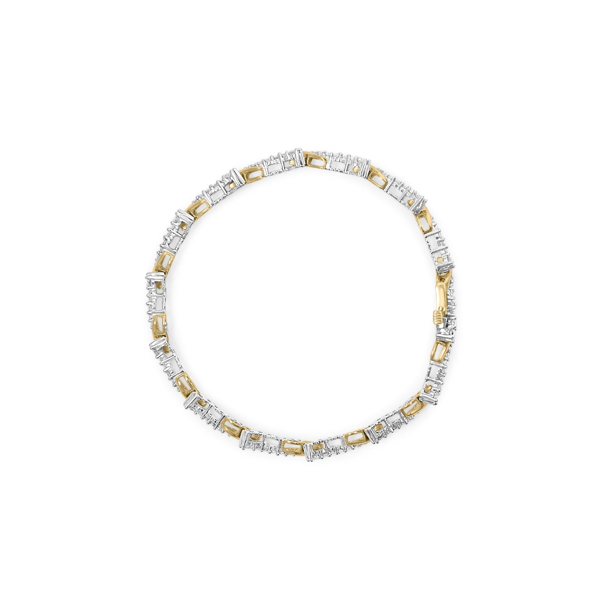 10K Yellow and White Gold 2.00 Cttw Diamond "S" Link 7" Bracelet (H-I Color, I2-I3 Clarity)-2