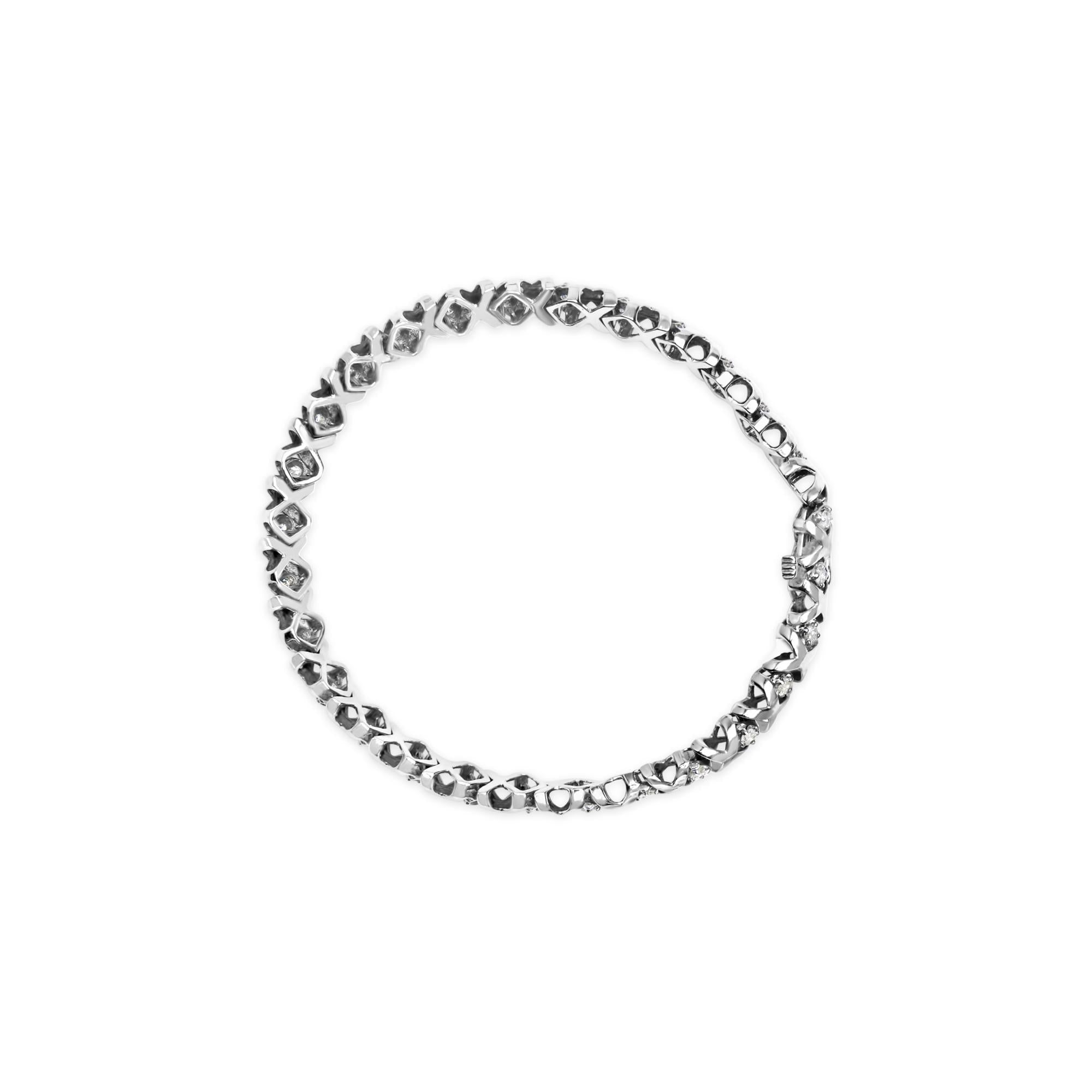 10K White Gold 1 1/2 Cttw Diamond Alternating Diamond and X-Link 7.5" Tennis Bracelet (H-I Color, I2-I3 Clarity)-2