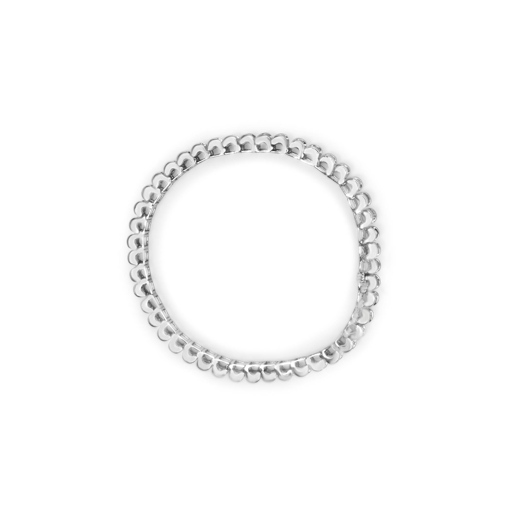 14K White Gold 5.00 Cttw Invisible Set Princess-Cut Diamond Belt and Buckle Tennis 7" Bracelet (H-I Color, SI1-SI2 Clarity)-2