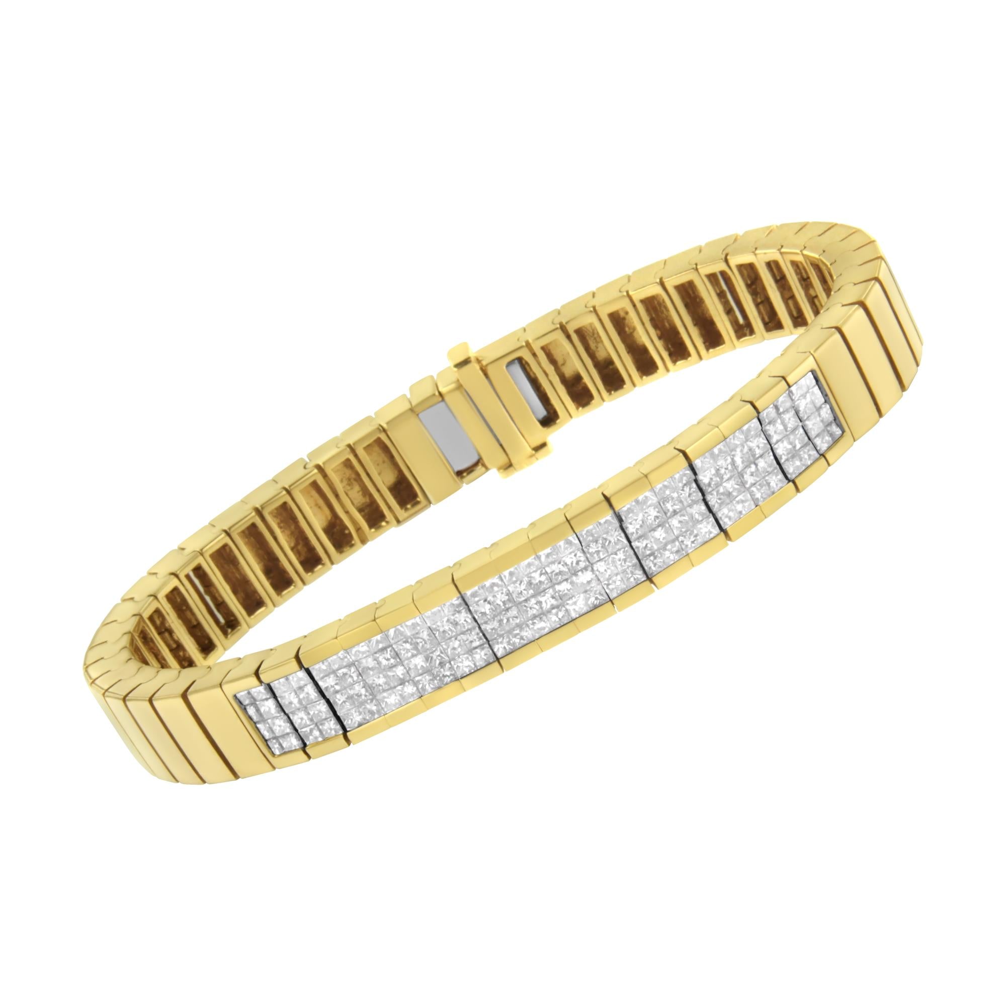 14K Yellow Gold 3 5/8 cttw Invisible Set Princess-Cut Diamond ID Tennis Bracelet (I-J Color, SI1-SI2 Clarity) - Size 7"-2