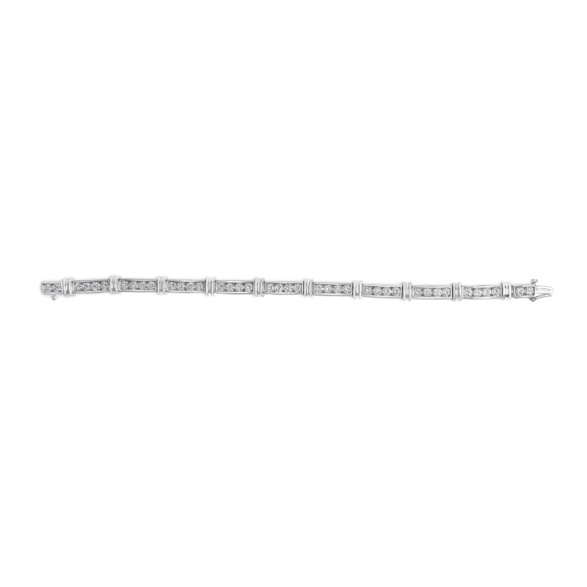 14K White Gold 6 3/4 Cttw Diamond 4 Stone Link Bracelet (H-I Color, I1-I2 Clarity) - 7" Inches-2