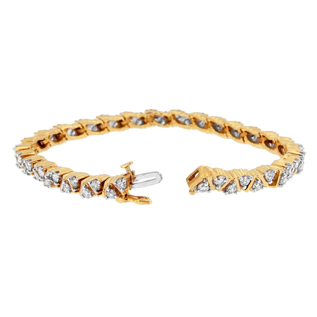 14K Yellow Gold Round-Cut Diamond Bracelet (4.00 cttw, H-I Color, I1-I2 Clarity)-2