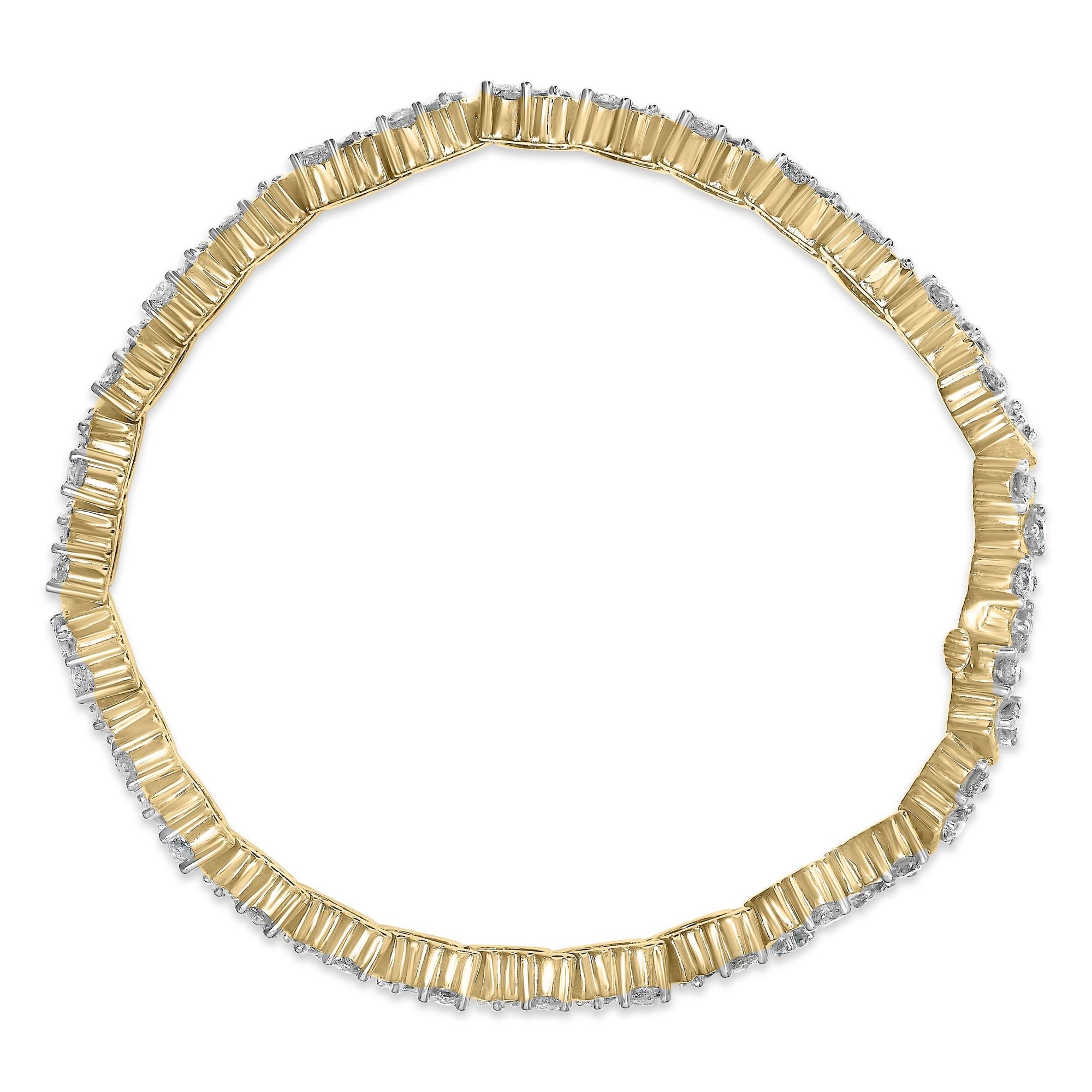 14K Yellow Gold 4.00 Cttw Diamond Triangle Link Tennis Bracelet (H-I Color, I1-I2 Clarity) - 7" Inches-2