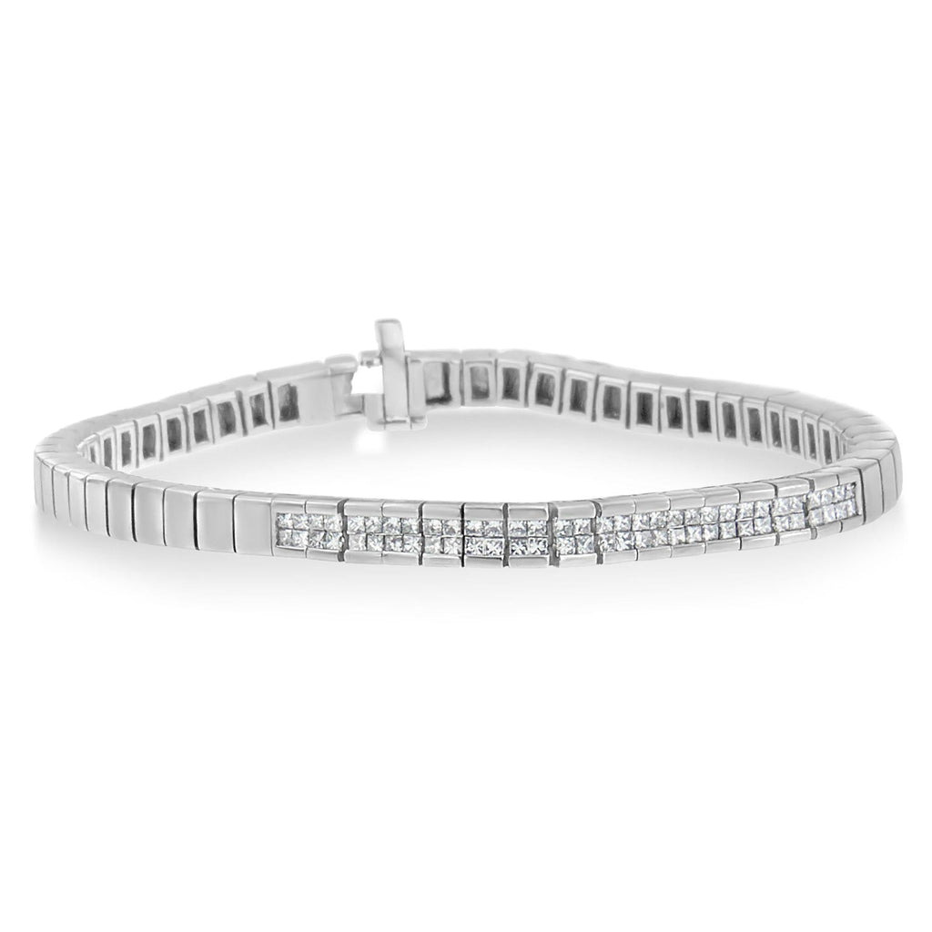 14K White Gold Princess Cut Diamond Bracelet (1.00 cttw, H-I Color, SI1-SI2 Clarity)-2
