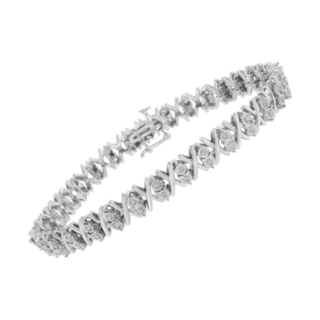 .925 Sterling Silver 1.0 Cttw Diamond Miracle-Set X-Link 7" Tennis Bracelet (I-J Color, I3 Clarity)-2