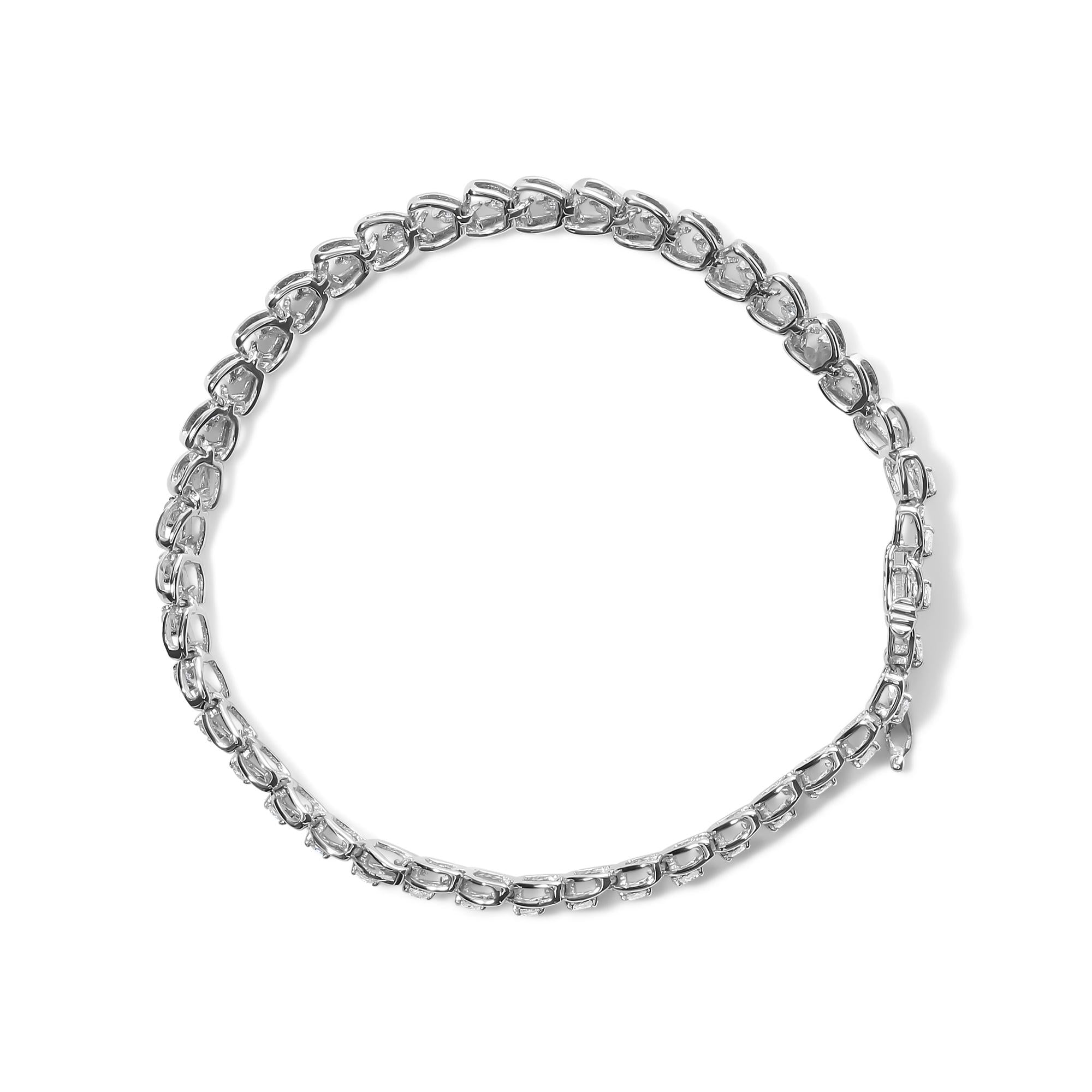 .925 Sterling Silver 1.00 Cttw Diamond C-Shaped Link Bracelet (I-J Color, I3 Clarity)-4