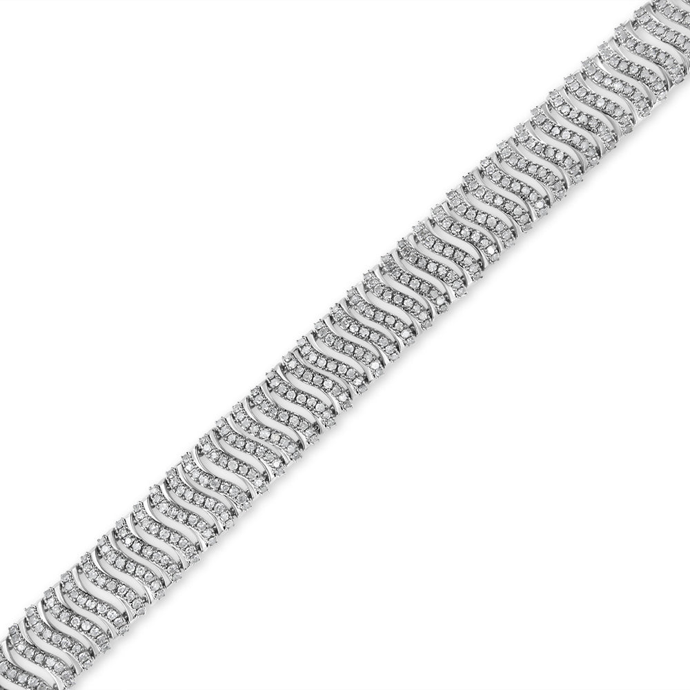 .925 Sterling Silver 5.00 Cttw Round-Cut Diamond "S" Link Bracelet (I-J Color, I3 Clarity) - Size 7.25-2