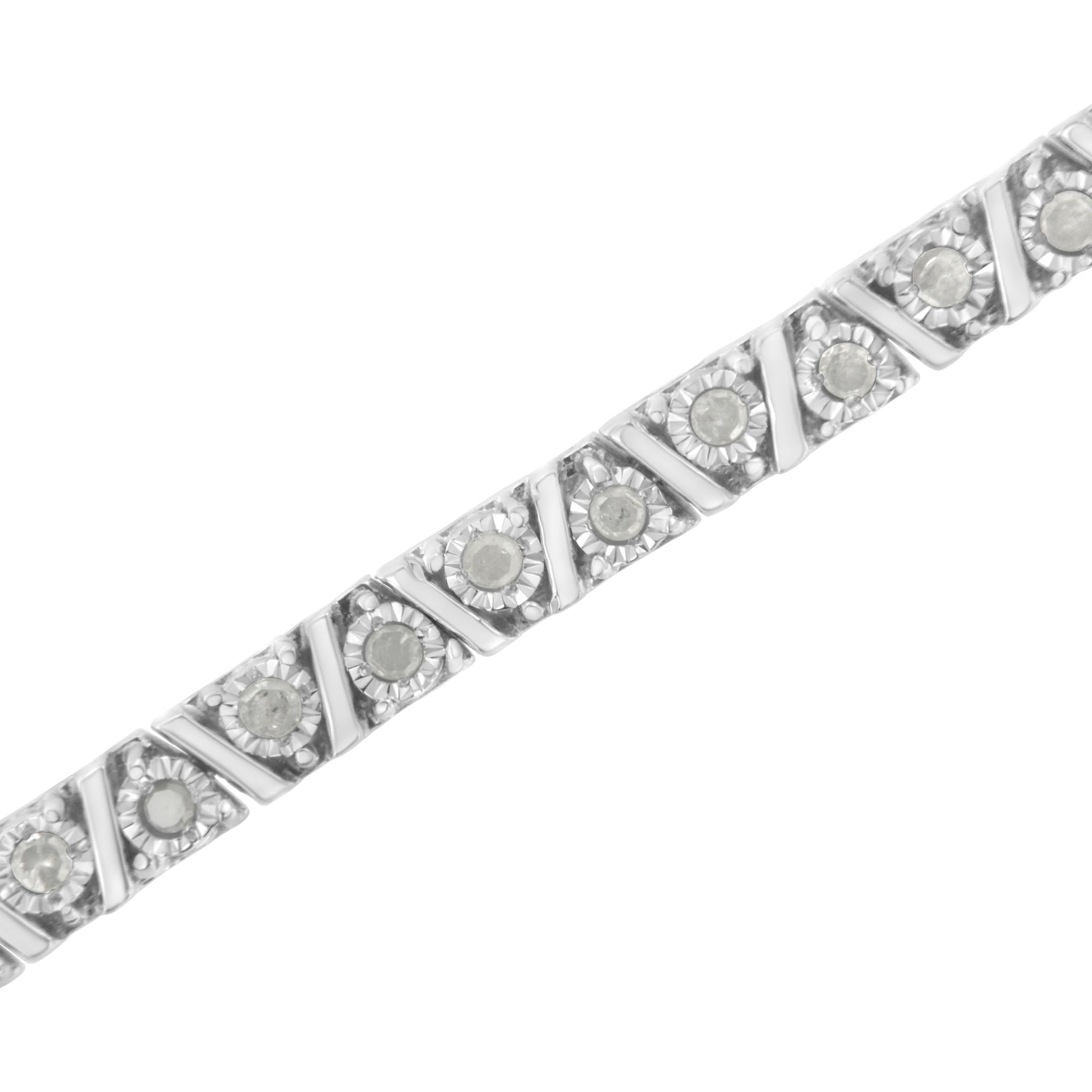 .925 Sterling Silver 1.0 cttw Miracle-Set Diamond Tennis Bracelet (I-J Color, I3 Clarity) - 7.25"-2
