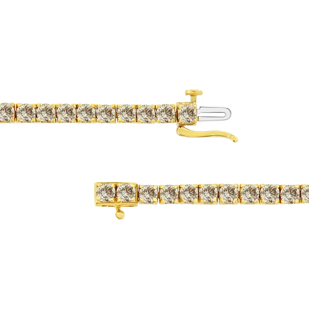 14K Yellow Gold Plated .925 Sterling Silver 8.0 Cttw Diamond Classic Link Tennis Bracelet (K-L Color, I2-I3 Clarity) - 7-1/4"-2