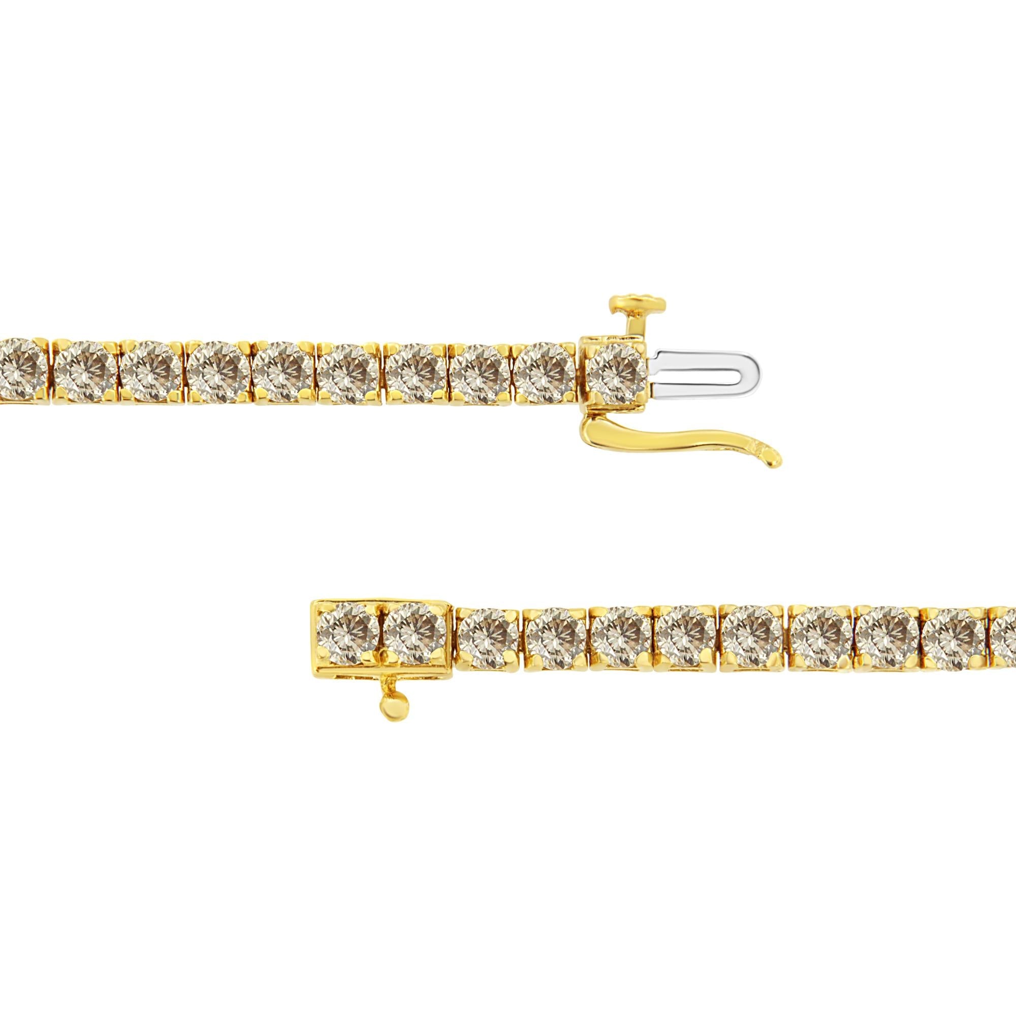 14K Yellow Gold Plated .925 Sterling Silver 8.0 Cttw Diamond Classic Link Tennis Bracelet (K-L Color, I2-I3 Clarity) - 7-1/4"-2