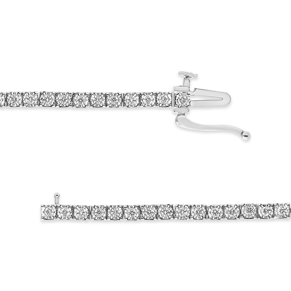 14K White Gold 1.0 Cttw Miracle Set Round-Cut Lab Grown Diamond Illusion Tennis Bracelet (F-G Color, VS2-SI1 Clarity) Size 7"-2