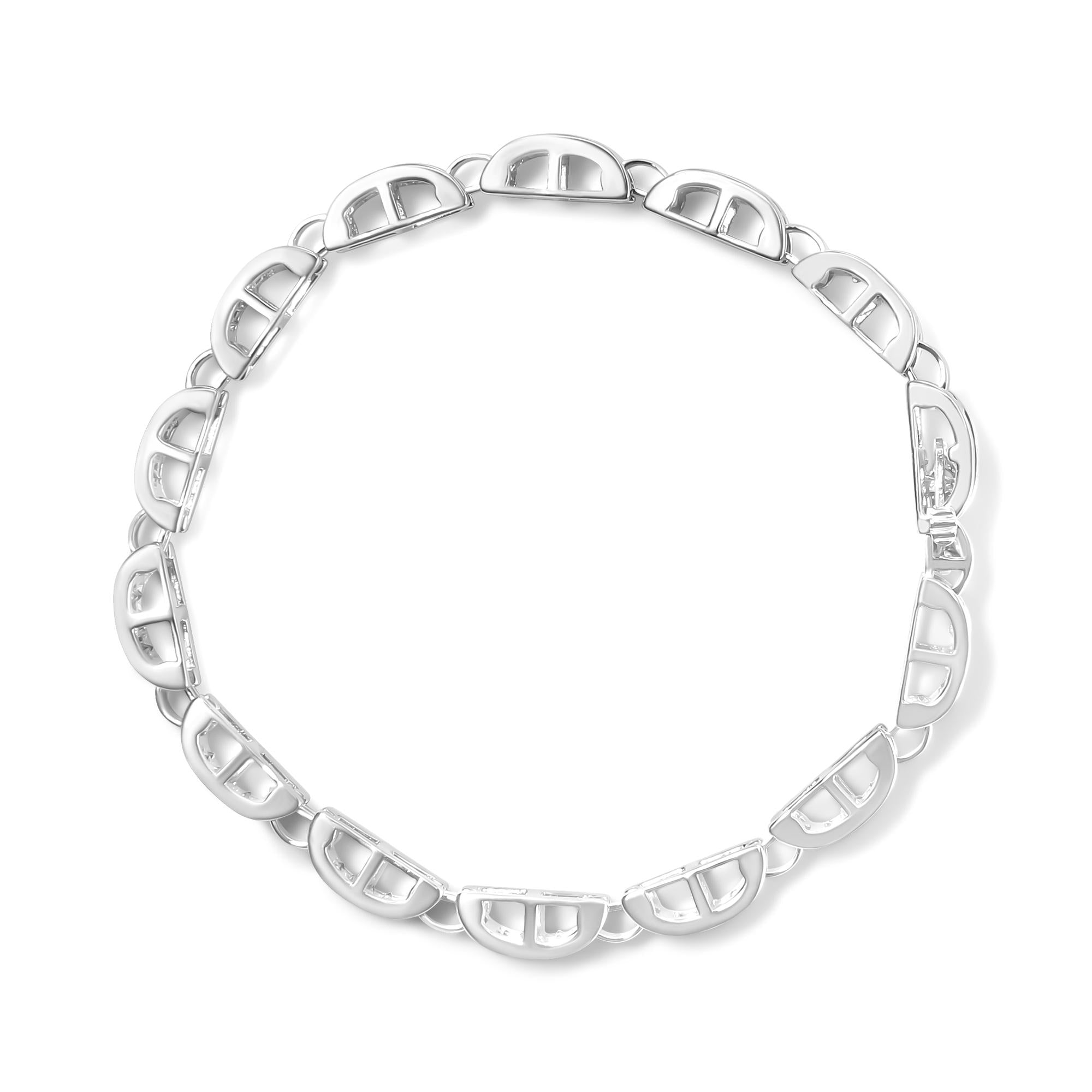 14K White Gold 3.0 Cttw Invisible Set Princess Cut Diamond Link and Buckle 7.25" Tennis Bracelet (I-J Color, I1-I2 Clarity)-2