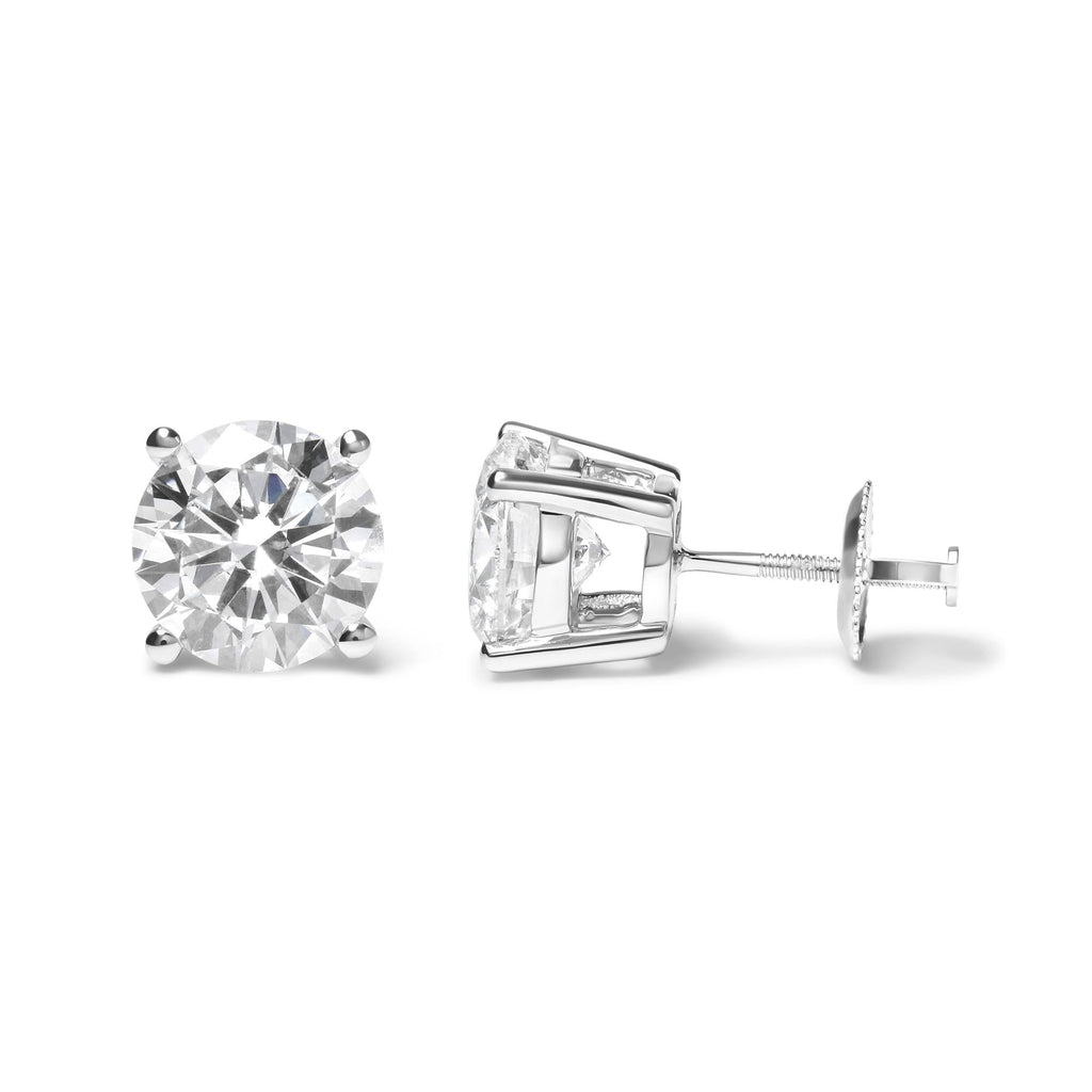 IGI Certified 14K White Gold 5.00 Cttw Round Brilliant-Cut Lab Grown Diamond Classic 4-Prong Stud Earrings with Screw Backs (F-G Color, SI1 Clarity)-2
