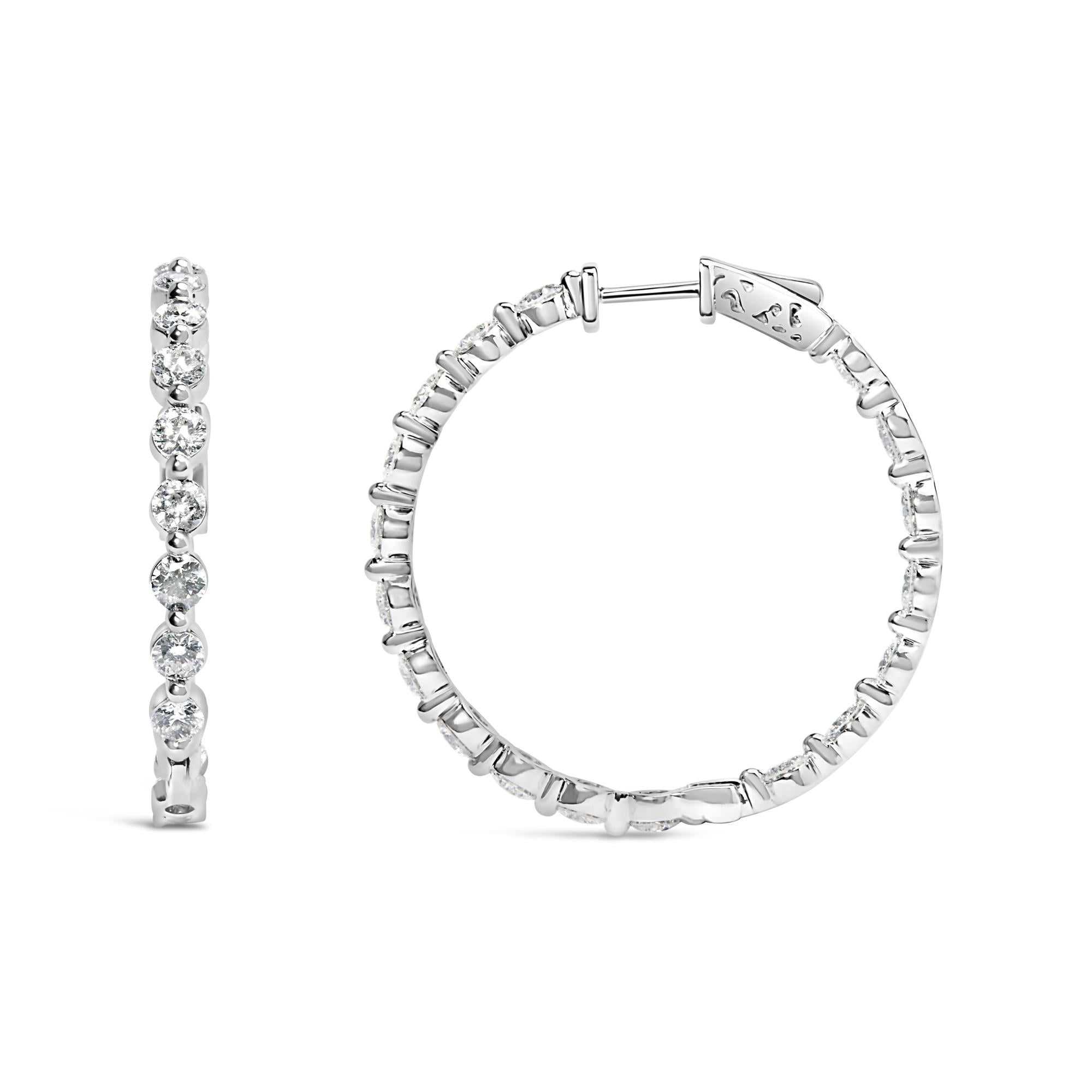 14K White Gold 5.00 Cttw Lab Grown Diamond Inside-Out Hoop Earring-2