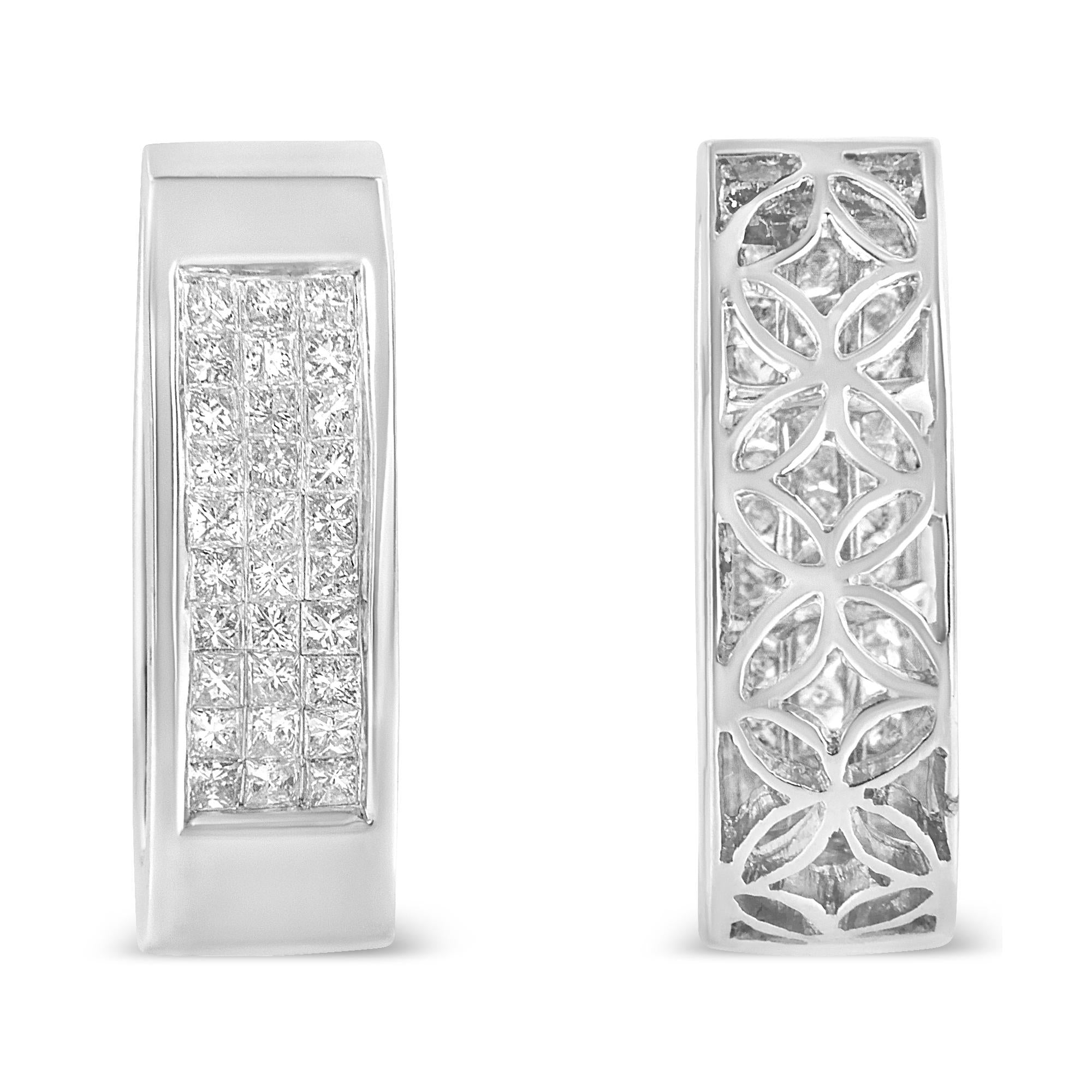 14K Gold 1/2 Cttw Invisible Set Princess Cut Diamond Vertical Bar Block Pendant 18" Necklace (H-I Color, SI2-I1 Clarity)-4