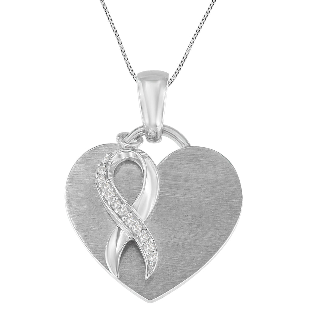 .925 Sterling Silver 1/10 cttw Diamond Heart Pendant Necklace (H-I, I1-I2)-2