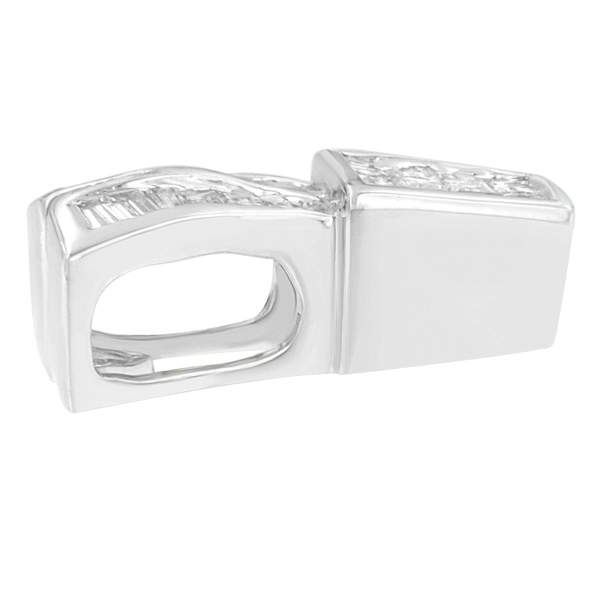 14K White Gold 1 1/3 cttw Princess and Baguette Cut Diamond Sparkling Shapes Pendant Necklace (H-I, SI1-SI2)-2