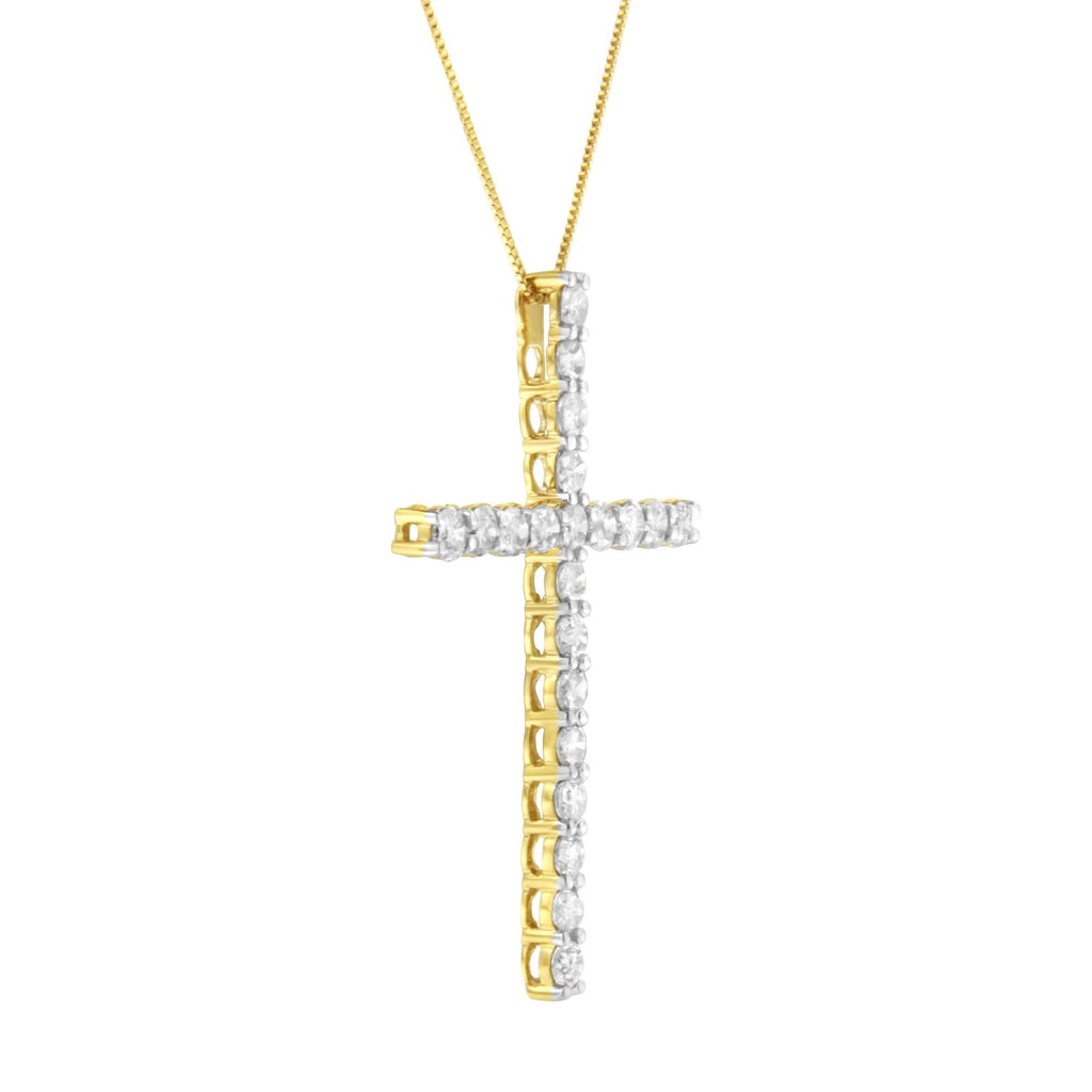 10K Yellow Gold Plated .925 Sterling Silver 4.0 Cttw Round Cut Diamond Cross Pendant Necklace (J-K Color, I1-I2 Clarity) - 18"-2
