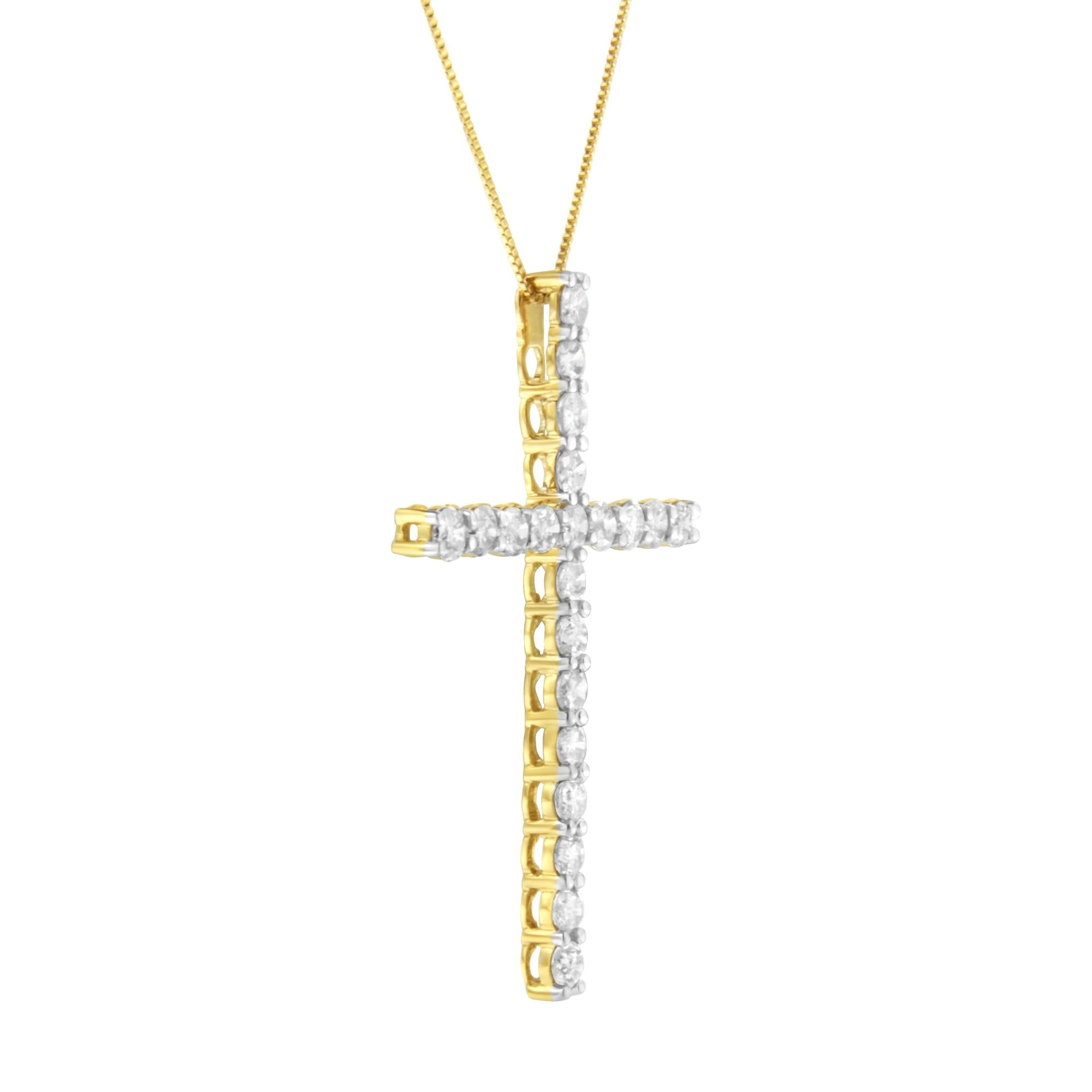 10K Yellow Gold Plated .925 Sterling Silver 4.0 Cttw Round Cut Diamond Cross Pendant Necklace (J-K Color, I1-I2 Clarity) - 18"-2