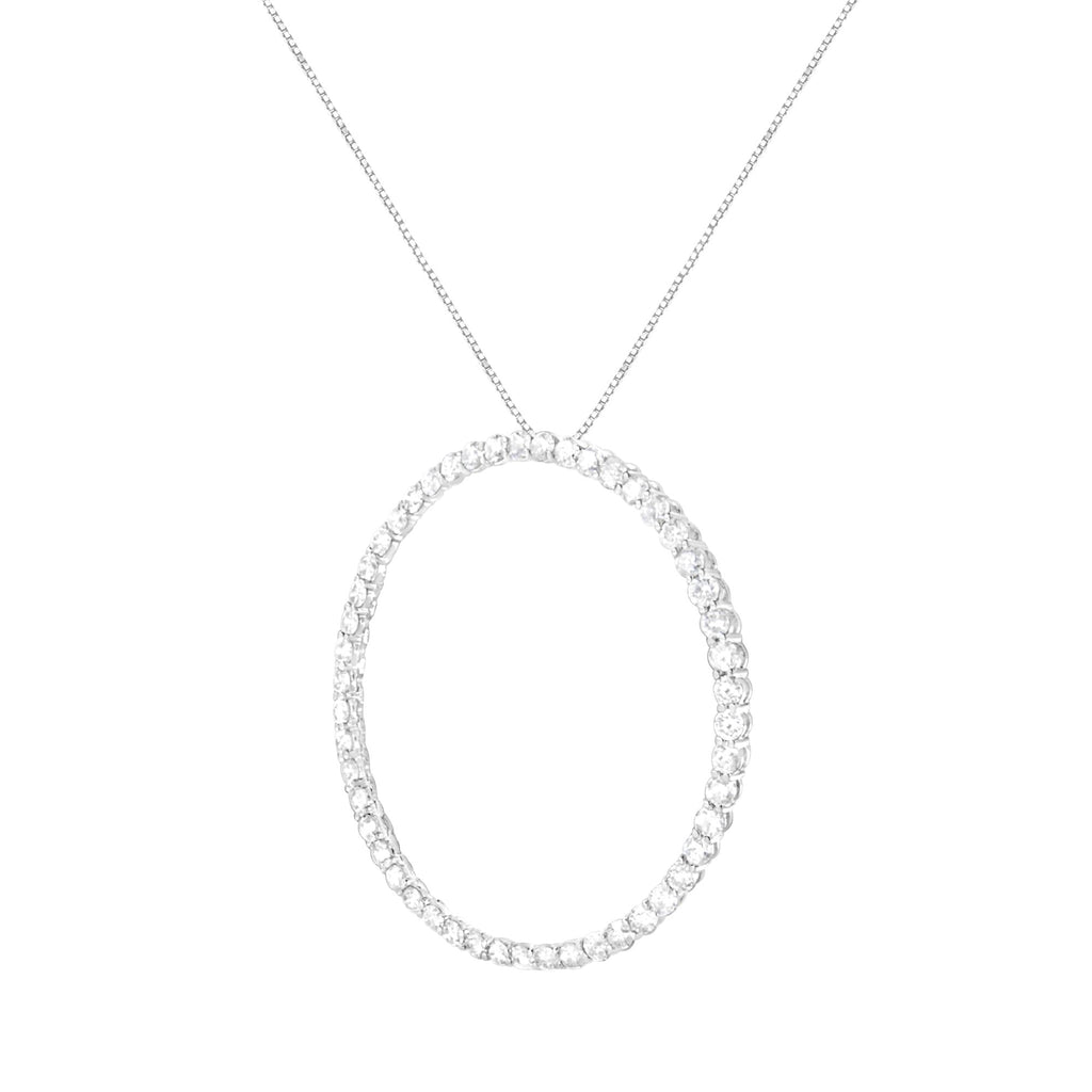 .925 Sterling Silver 4 cttw Prong Set, Round-Cut Diamond Open Circle Hoop 18" Pendant Necklace (J-K Color, I1-I2 Clarity)-2