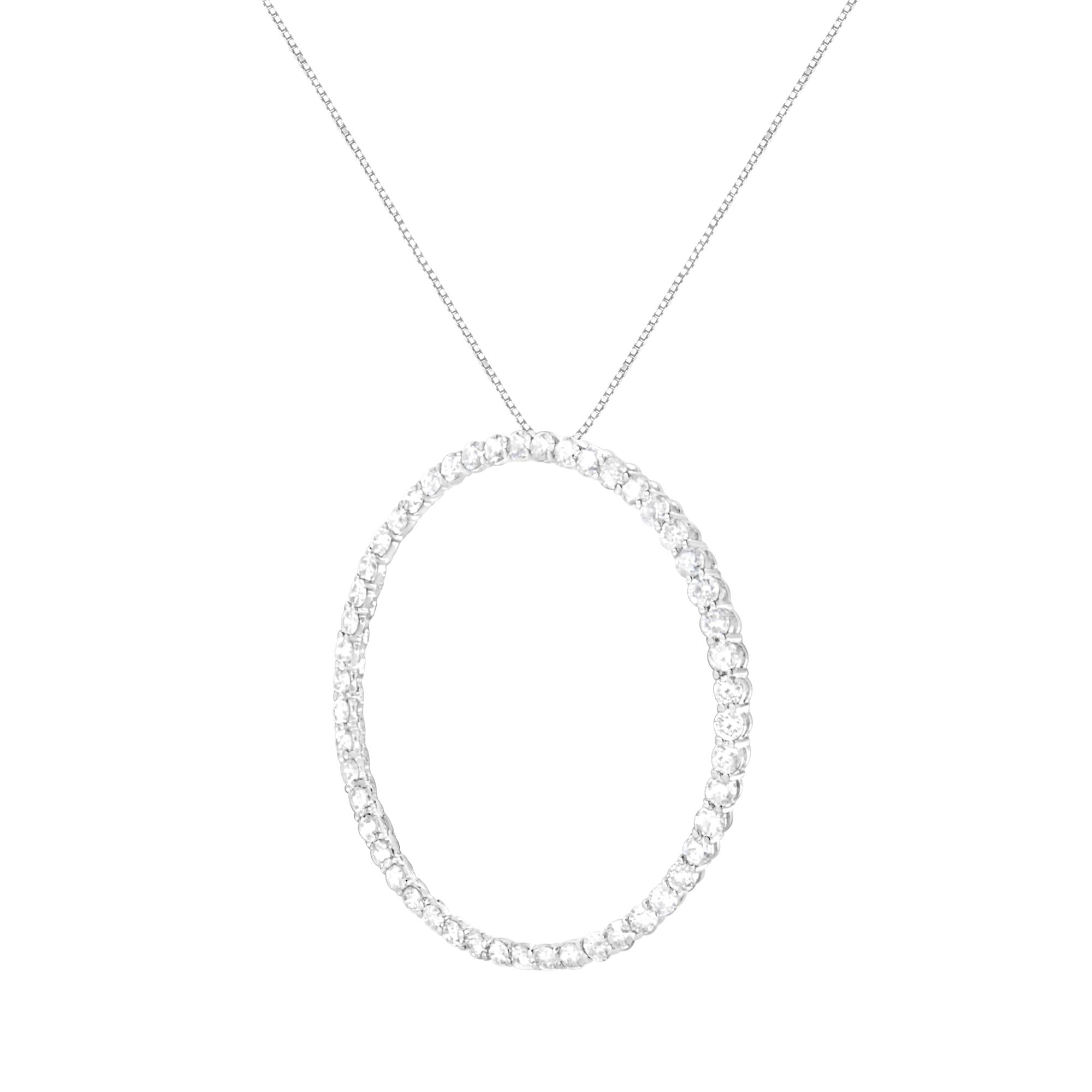 .925 Sterling Silver 4 cttw Prong Set, Round-Cut Diamond Open Circle Hoop 18" Pendant Necklace (J-K Color, I1-I2 Clarity)-2