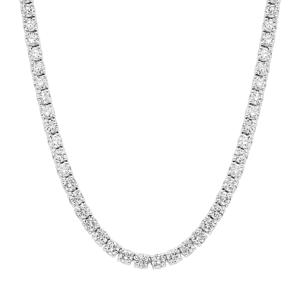 3.80 MM 14K Solid Gold 4 Prong Tennis Necklace 20.00 Ctw - 25.00 Ctw-3