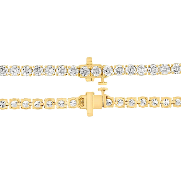 3.80 MM 14K Solid Gold 4 Prong Tennis Necklace 20.00 Ctw - 25.00 Ctw-2